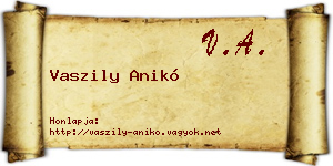 Vaszily Anikó névjegykártya